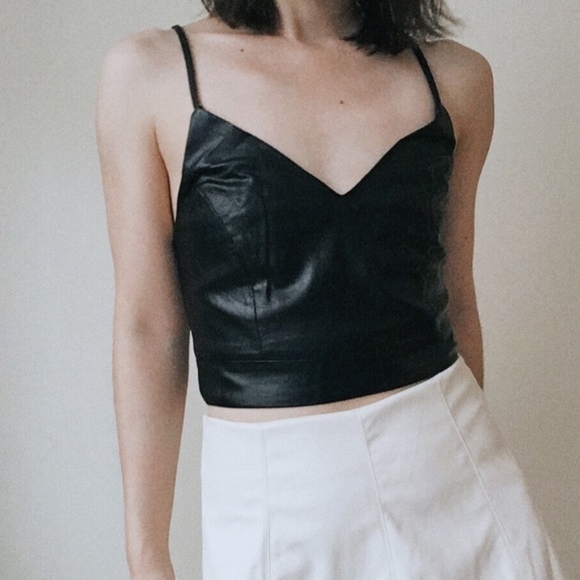 NWT Black Faux Leather bralette top - Picture 5 of 5